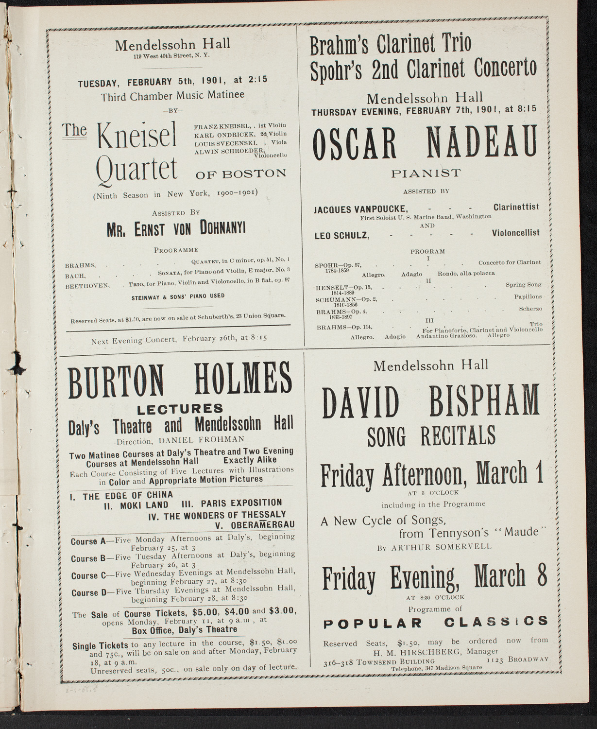 New York Philharmonic, February 1, 1901, program page 9