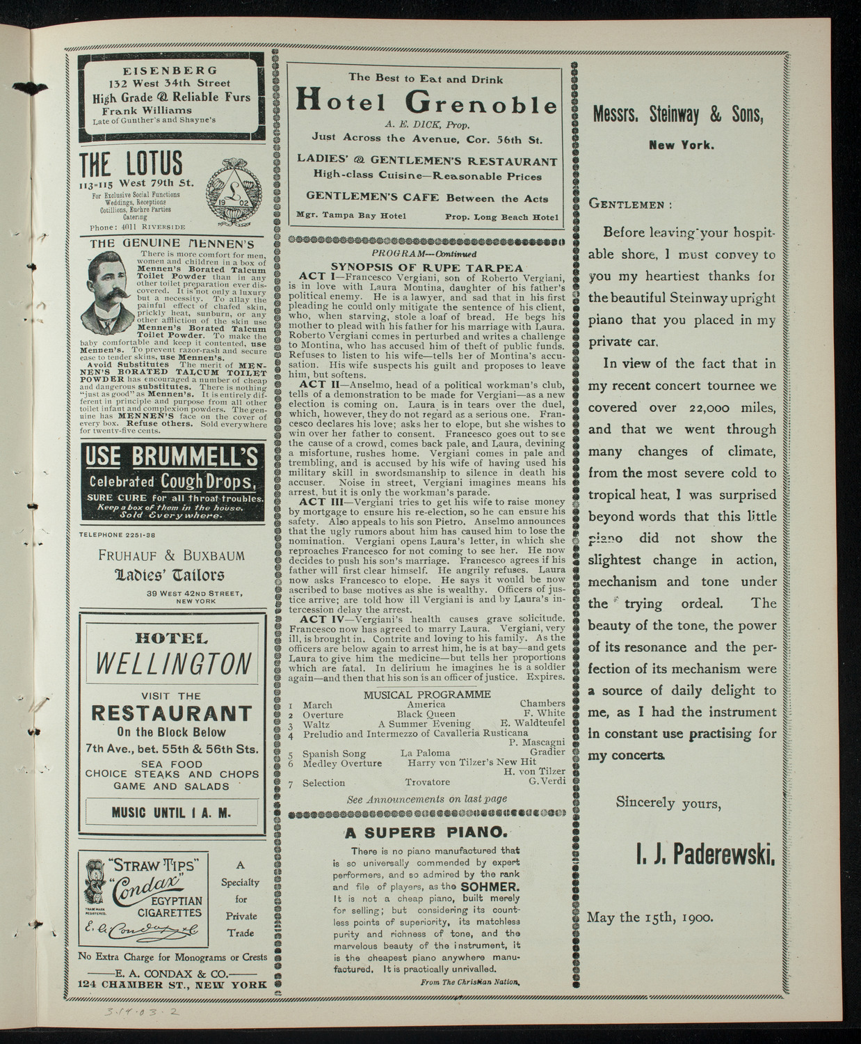 Maiori-Rapone Dramatic Company, March 14, 1903, program page 3