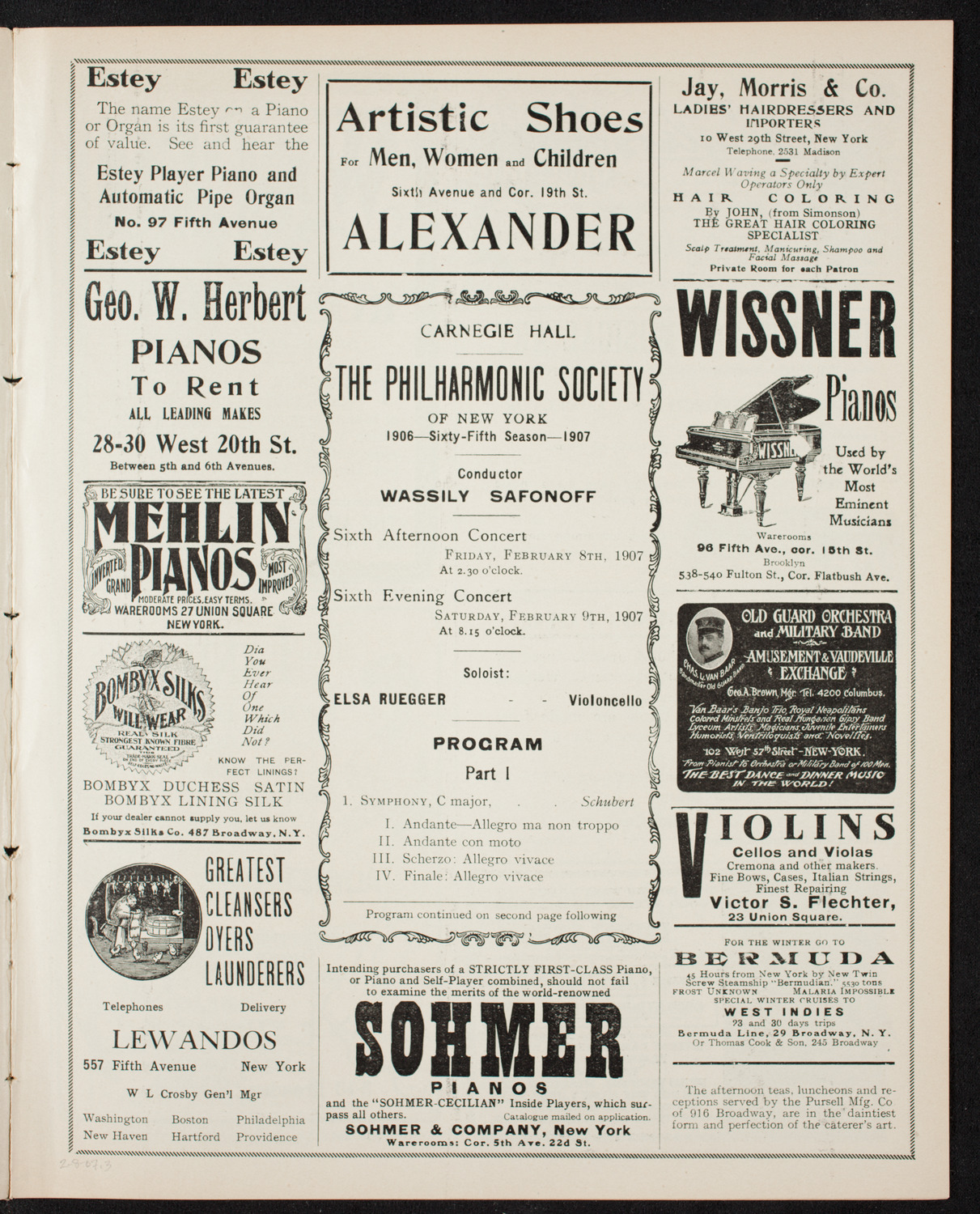 New York Philharmonic, February 8, 1907, program page 5