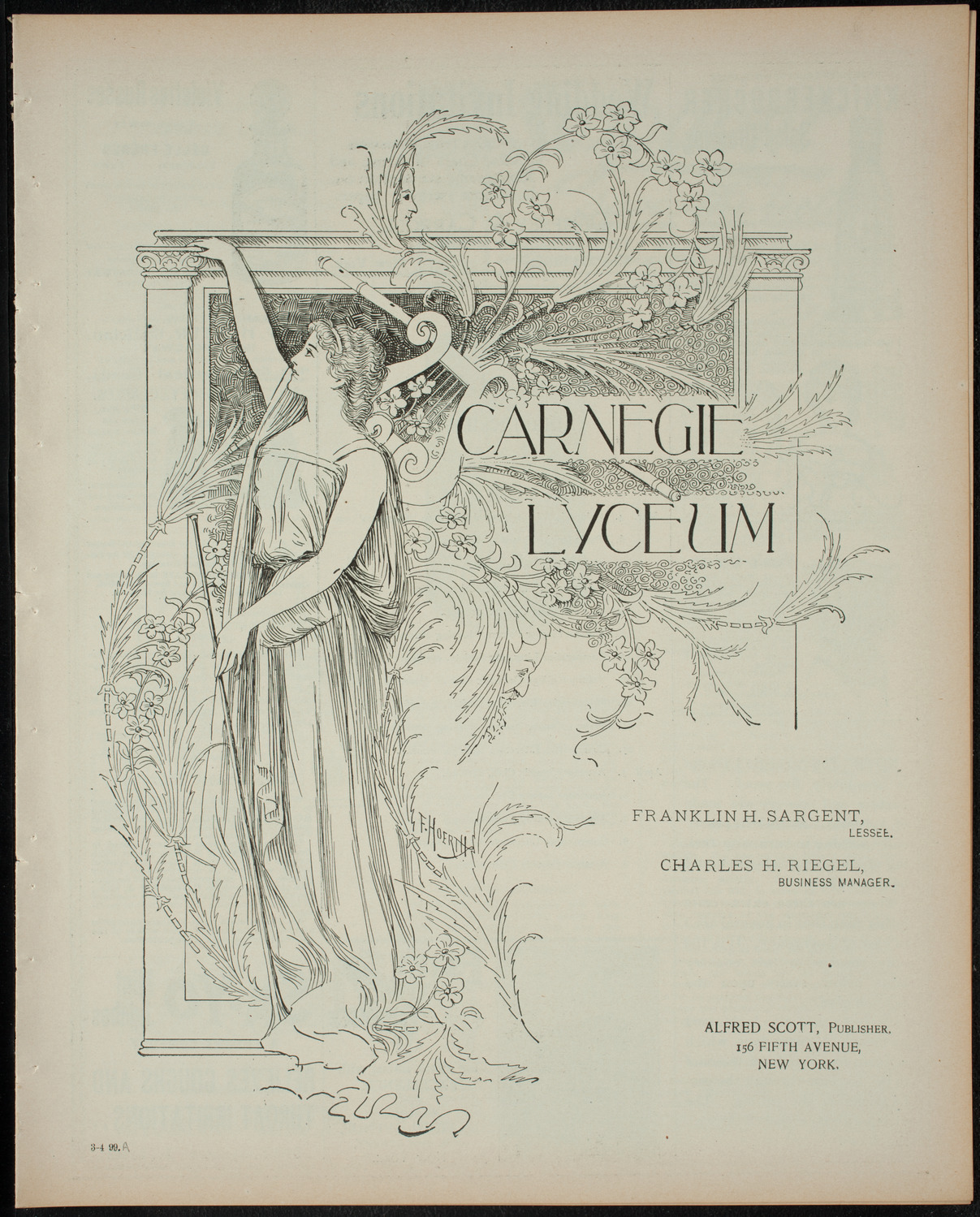 Columbia University Musical Society, March 4, 1899, program page 1