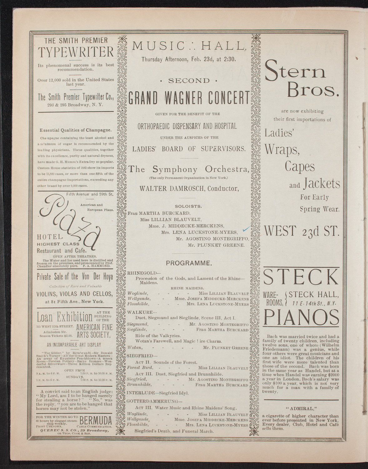 Second Grand Wagner Concert, February 23, 1893, program page 4