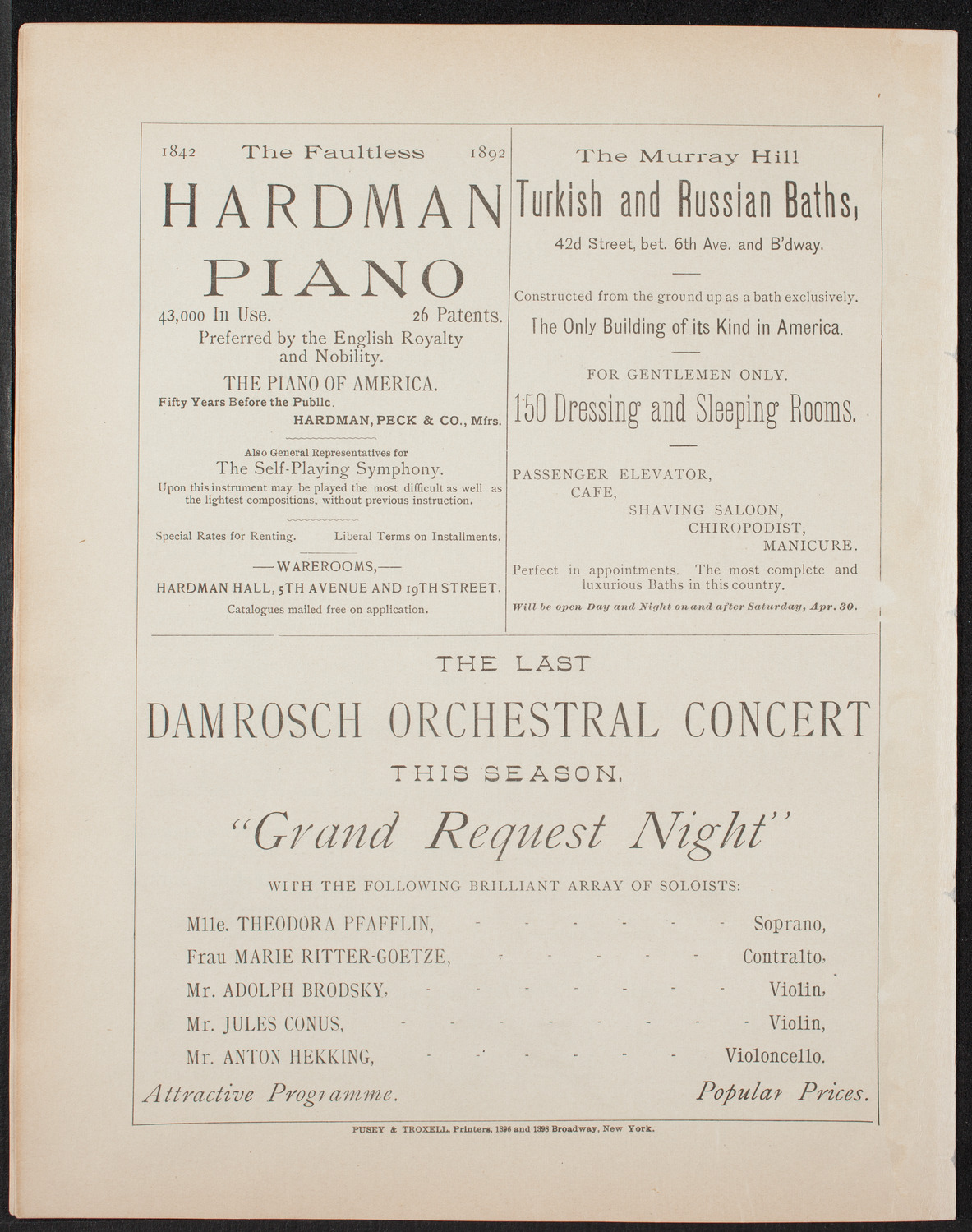 W.T. Talbert, April 25, 1892, program page 12