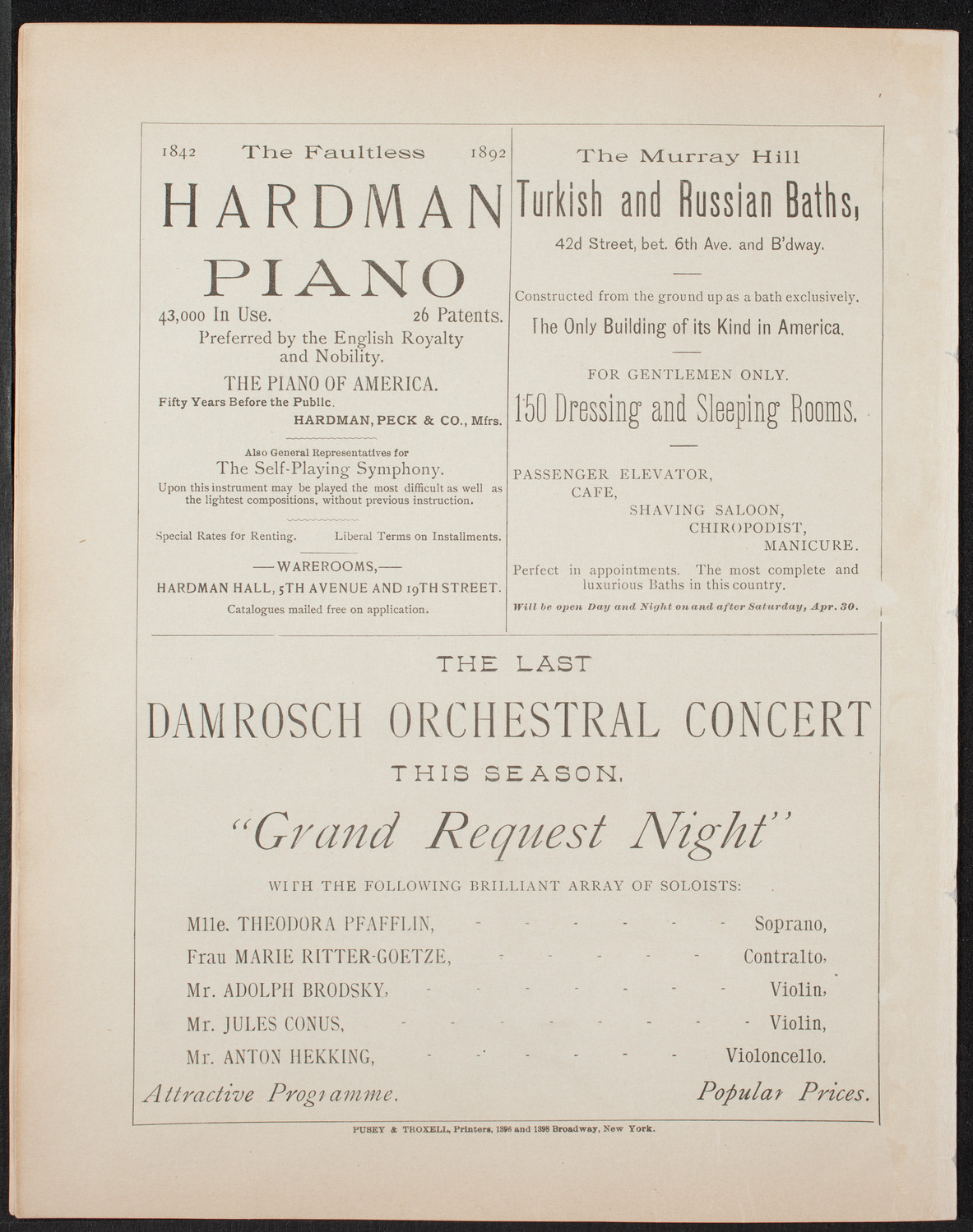 W.T. Talbert, April 25, 1892, program page 12