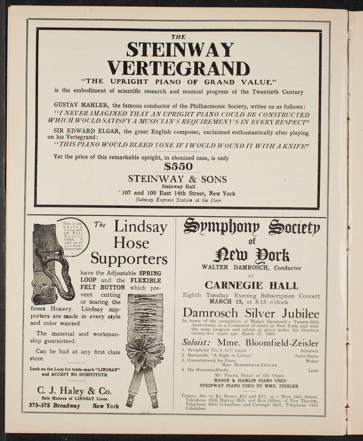 Volpe Symphony Society of New York, March 13, 1910, program page 4