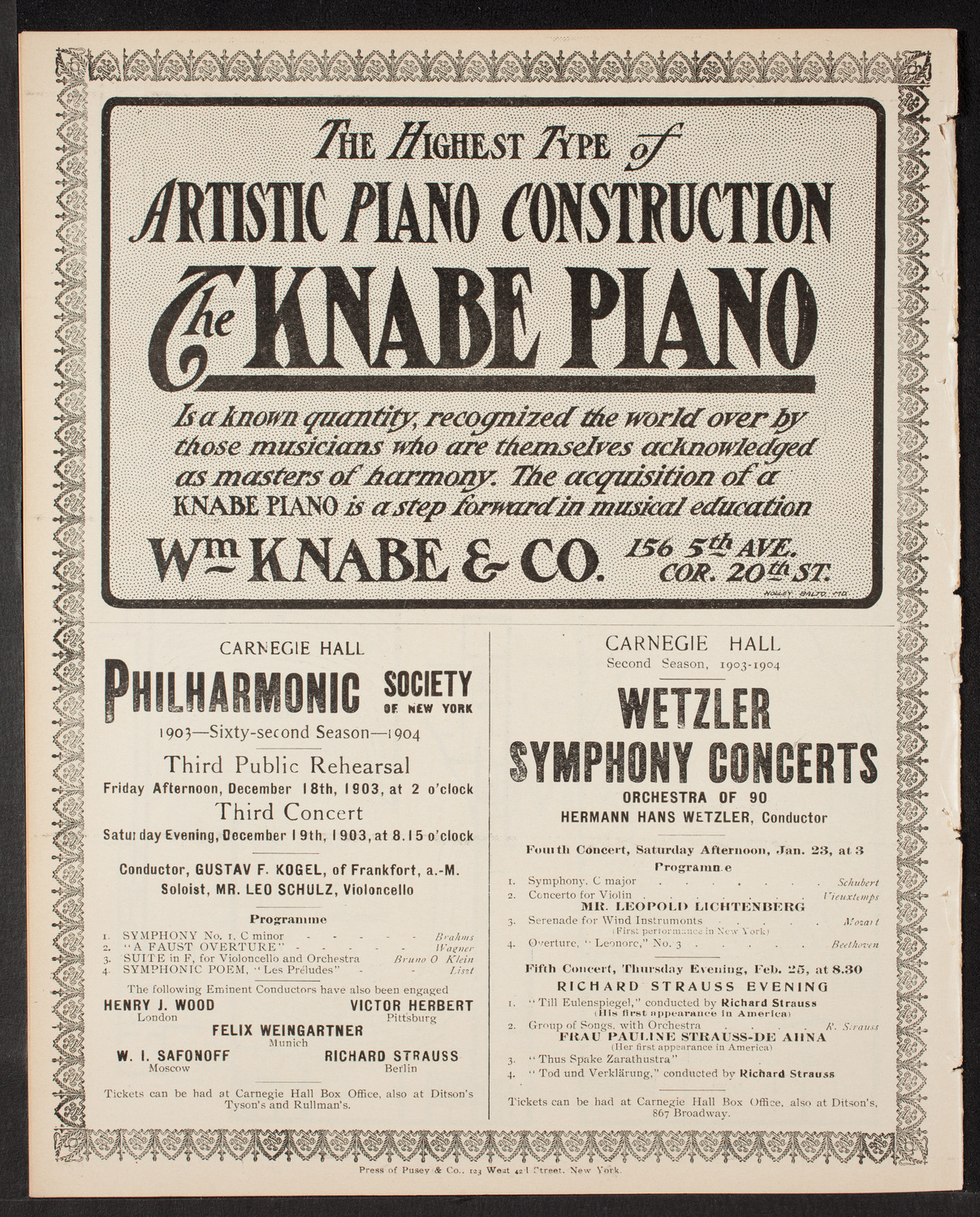 New York Symphony Orchestra, December 13, 1903, program page 12