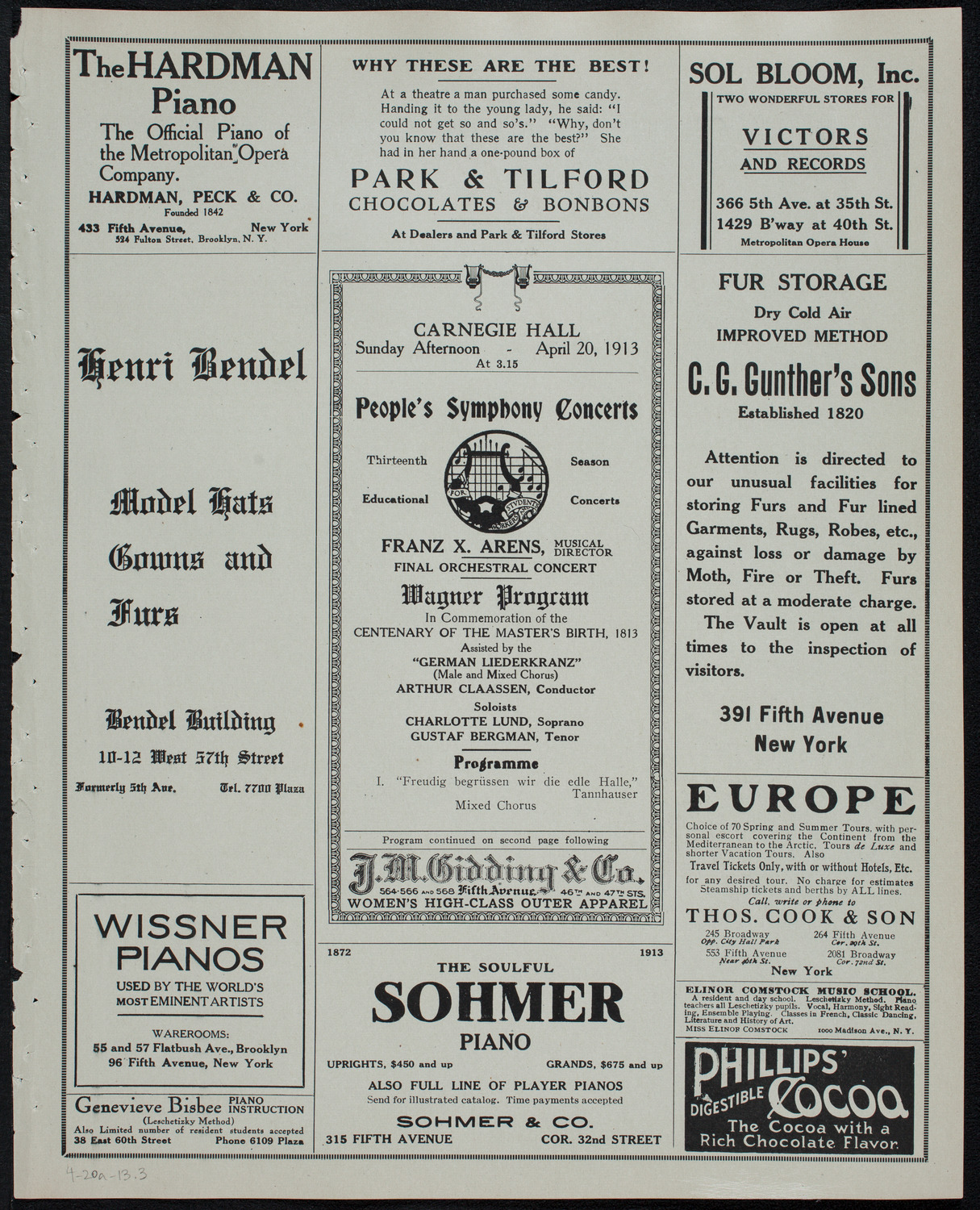 People's Symphony Concert, April 20, 1913, program page 5