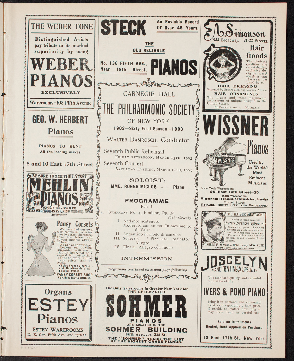 New York Philharmonic, March 13, 1903, program page 5