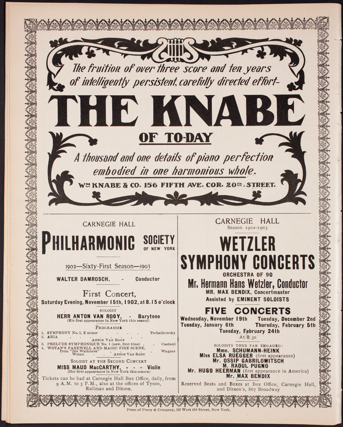 New York Philharmonic, November 14, 1902, program page 12