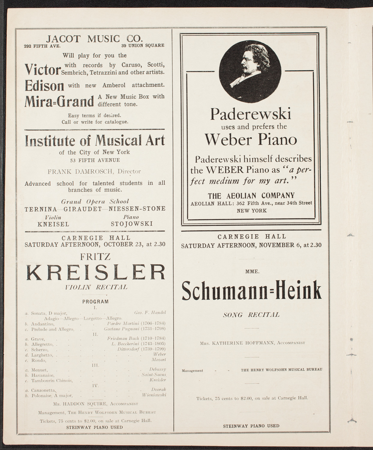 Ludwig Wüllner, October 16, 1909, program page 6