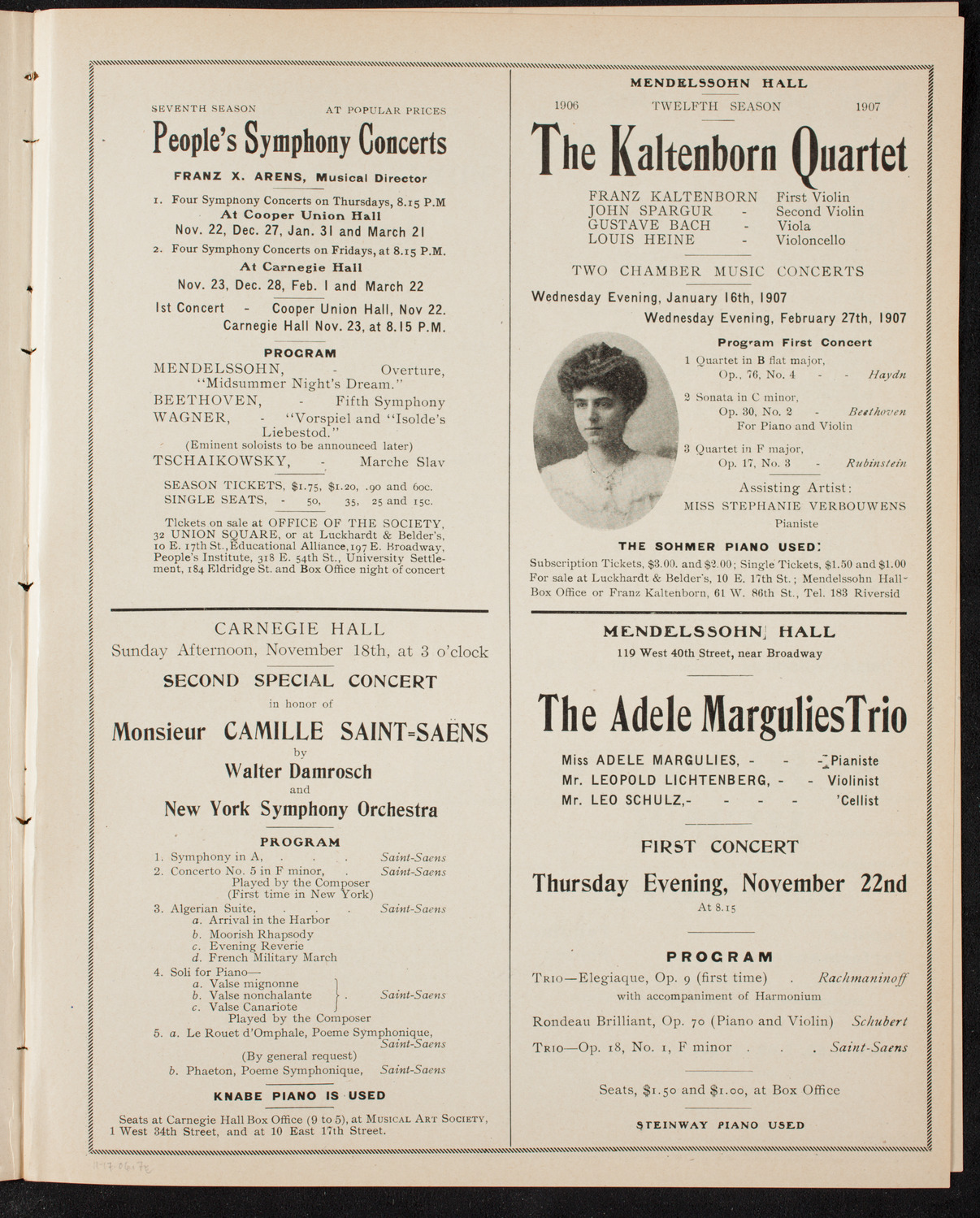 New York Philharmonic, November 17, 1906, program page 13