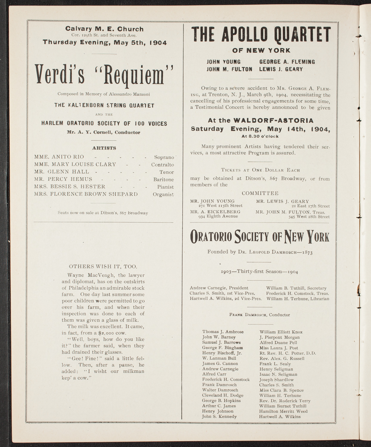 Mt. Olivet Baptist Church 26th Anniversary Program, May 1, 1904, program page 8