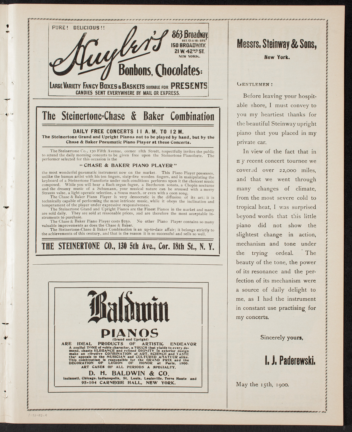 Pittsburgh Symphony Orchestra, January 21, 1902, program page 7