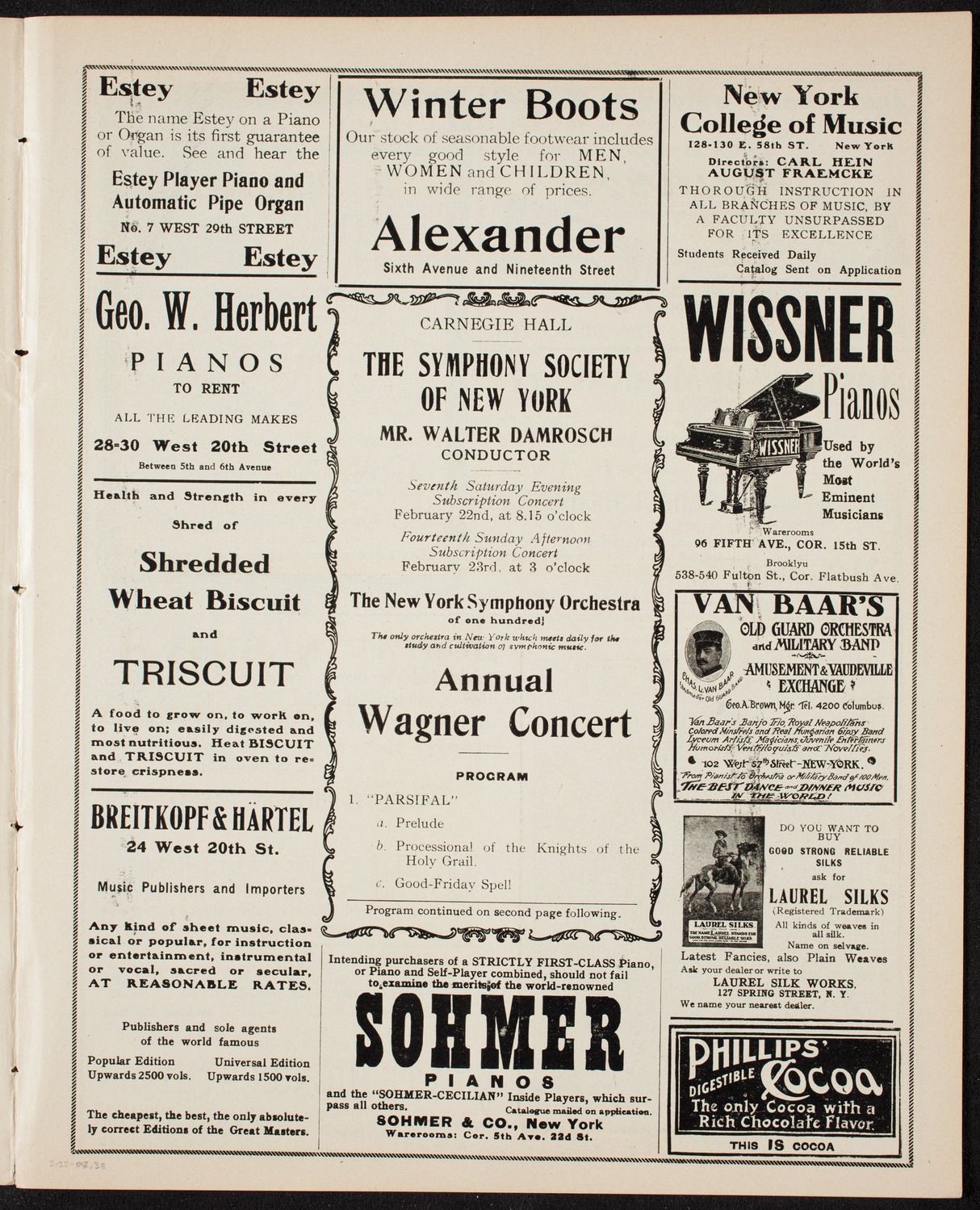 New York Symphony Orchestra, February 22, 1908, program page 5