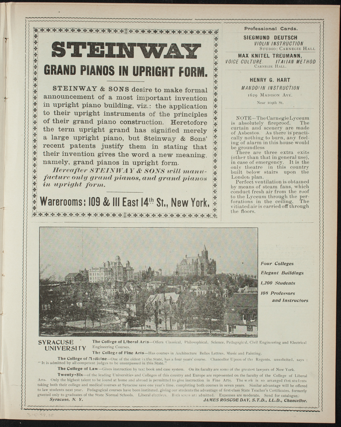 Cercle Choral et Dramatique Francais "La Cigale", March 5, 1898, program page 5