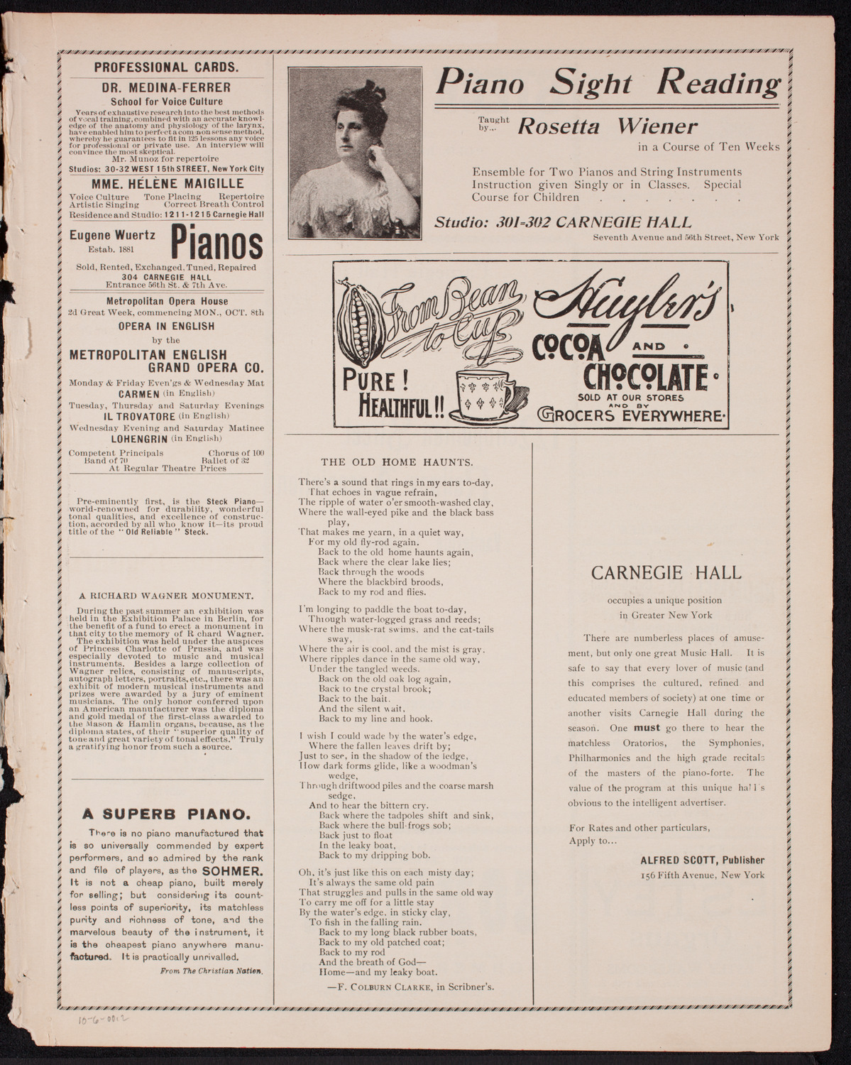 Metropolitan Street Railway Association Vaudeville Program, October 6, 1900, program page 3