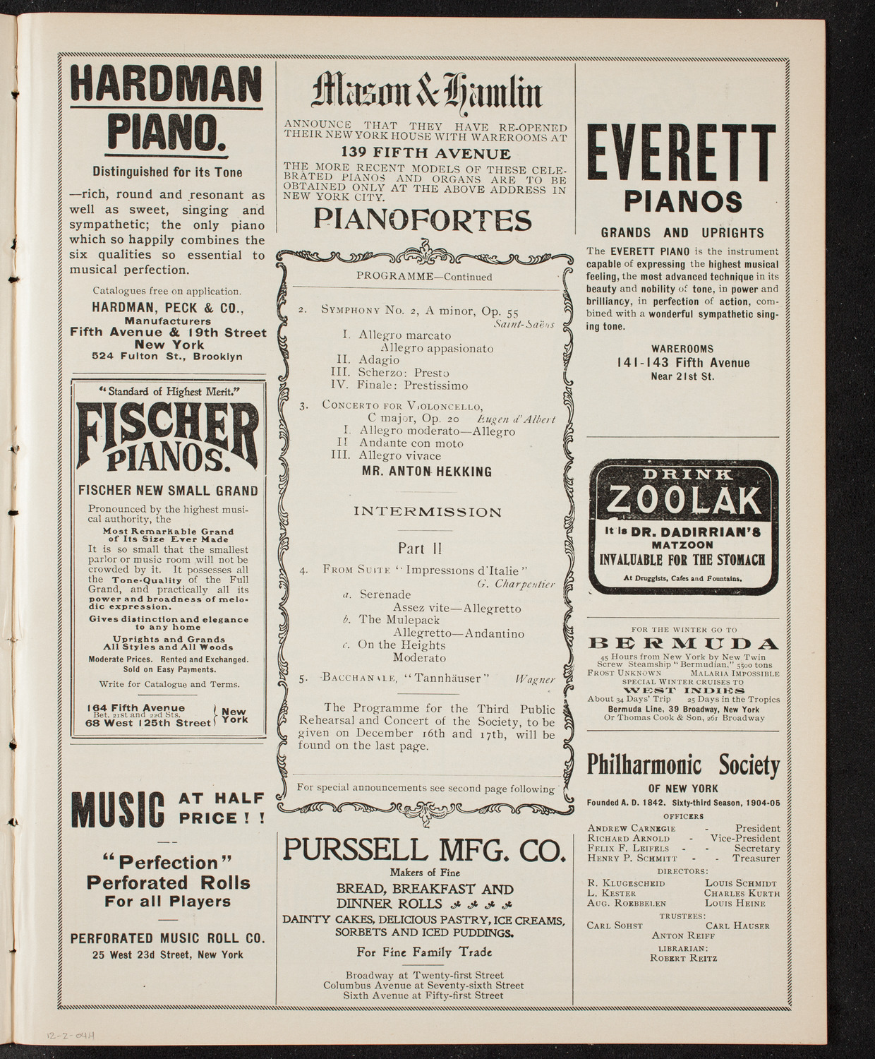 New York Philharmonic, December 2, 1904, program page 7