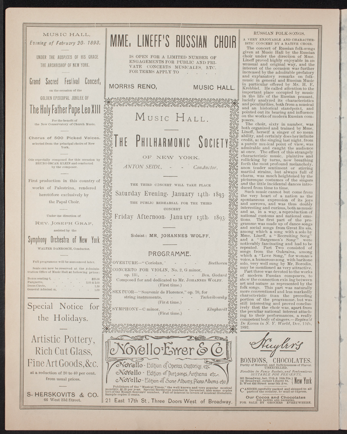 New York Philharmonic, December 17, 1892, program page 6