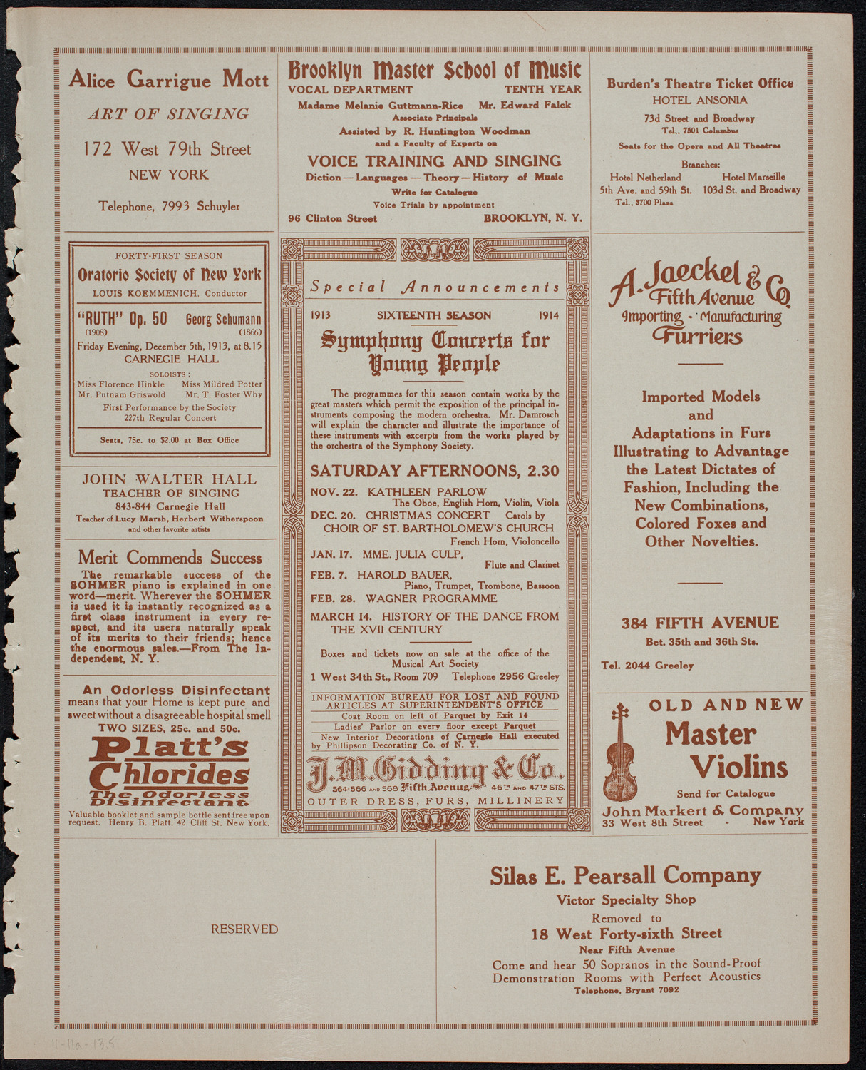 Eleanor Spencer, Piano, November 11, 1913, program page 9