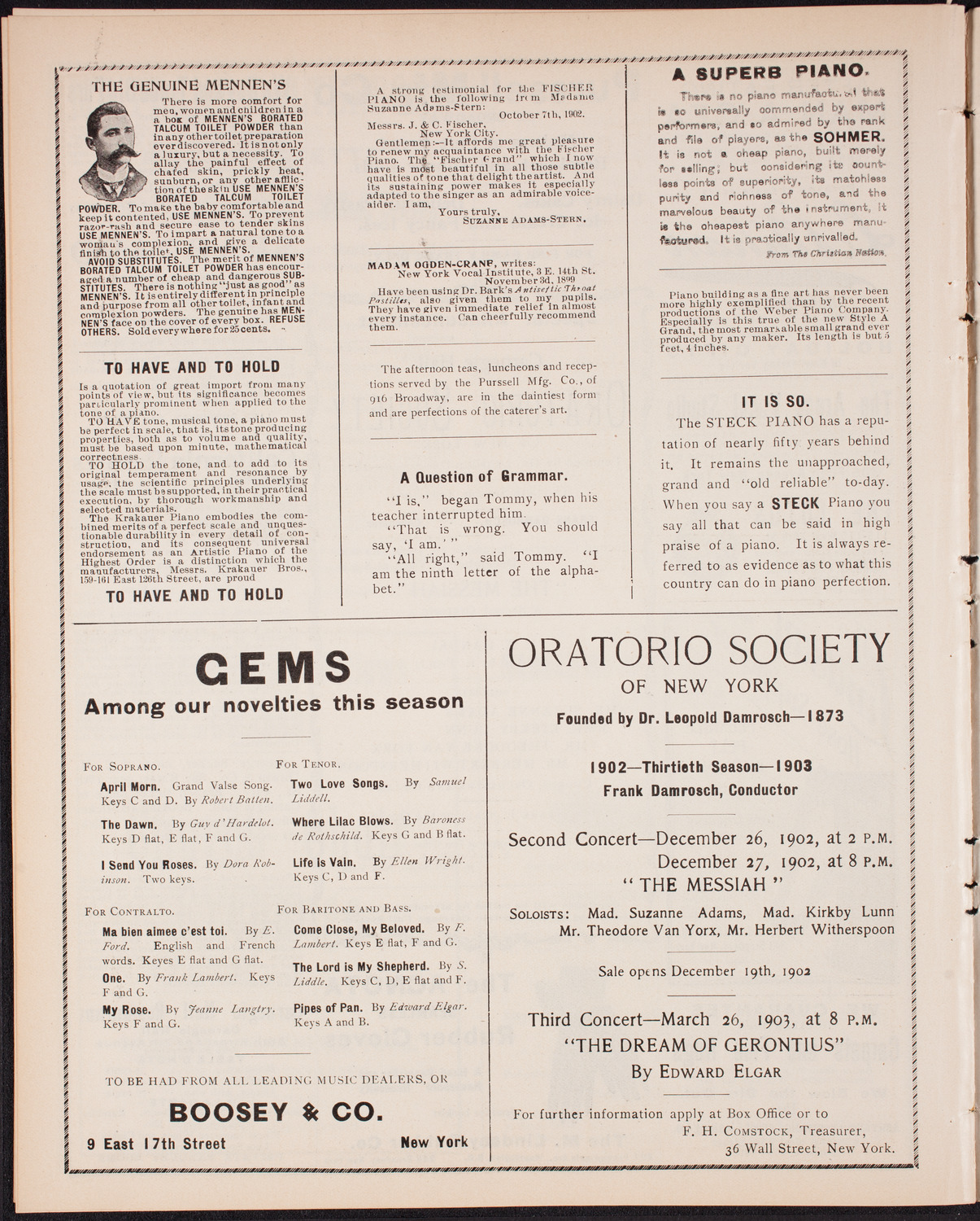 New York Philharmonic, December 19, 1902, program page 10