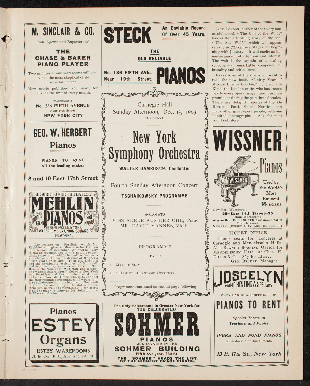 New York Symphony Orchestra, December 13, 1903, program page 5