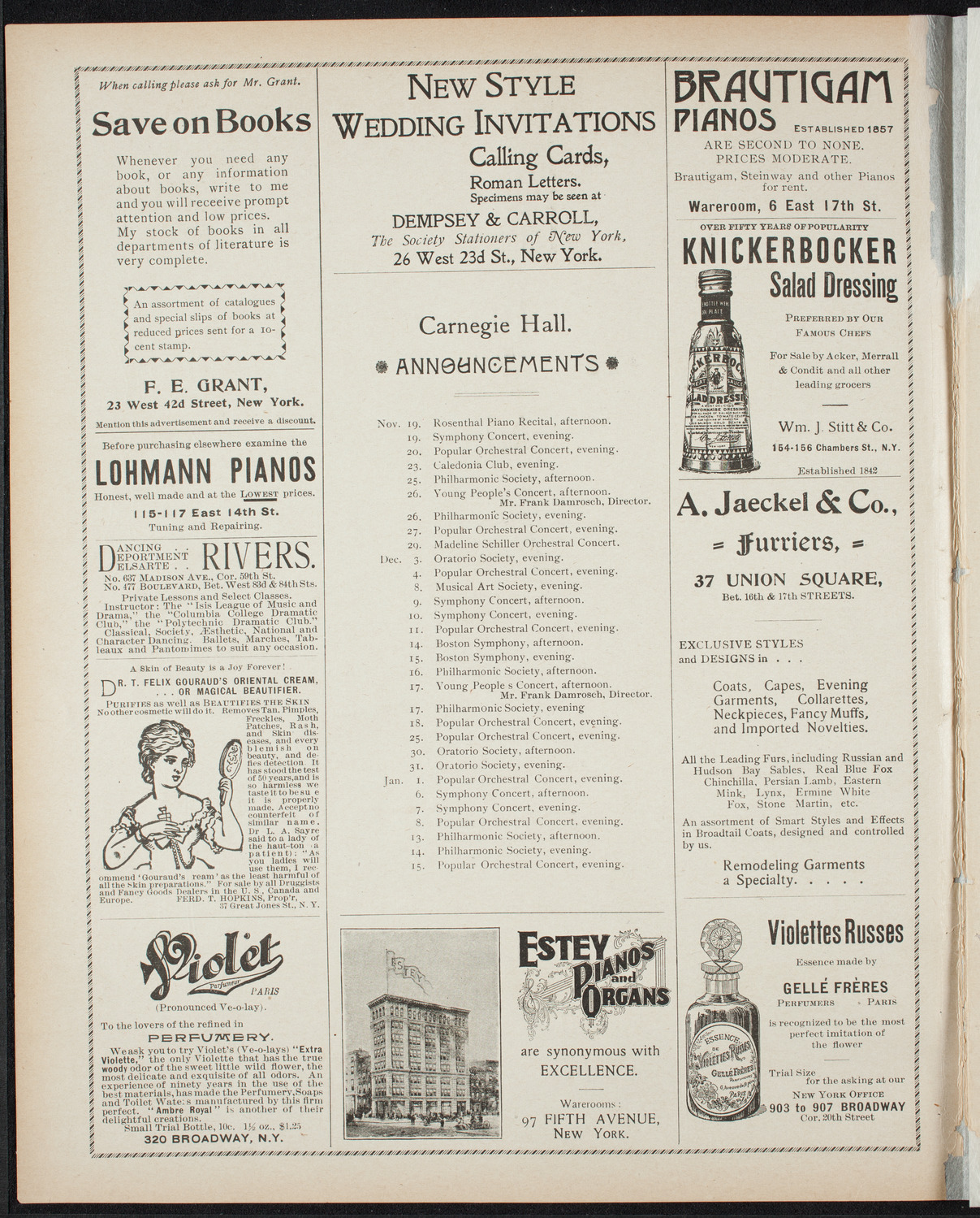 Paur Symphony Orchestra, November 18, 1898, program page 2