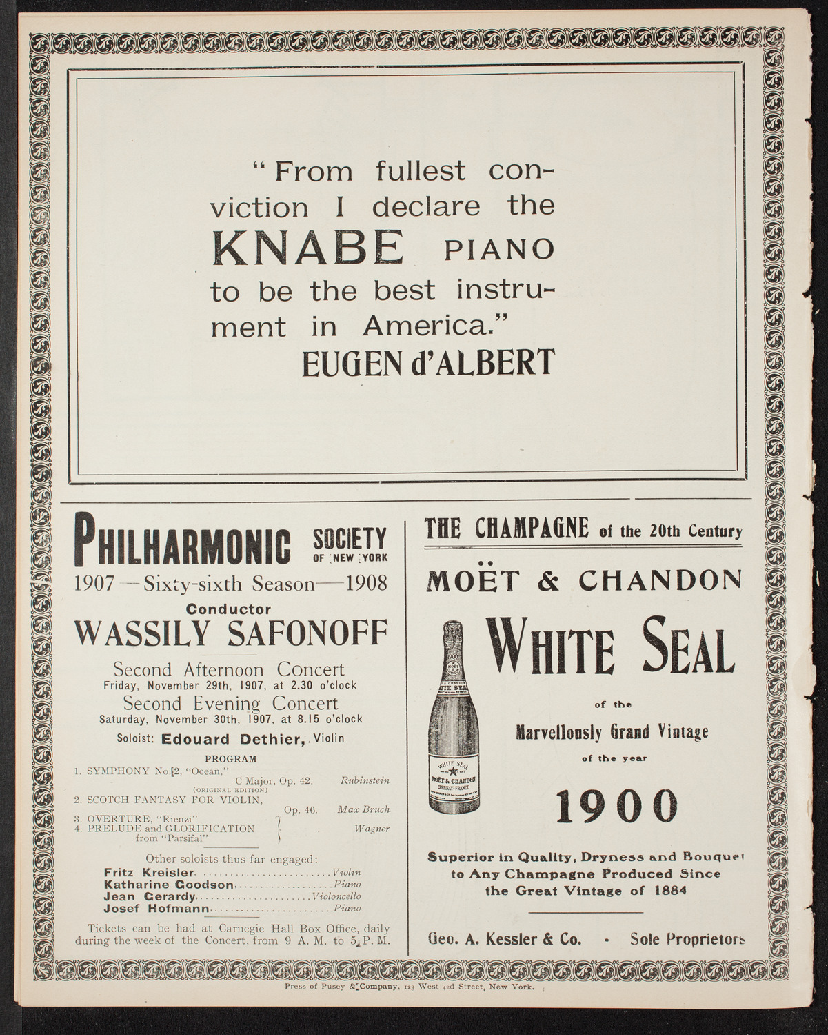 Volpe Symphony Society of New York, November 21, 1907, program page 12