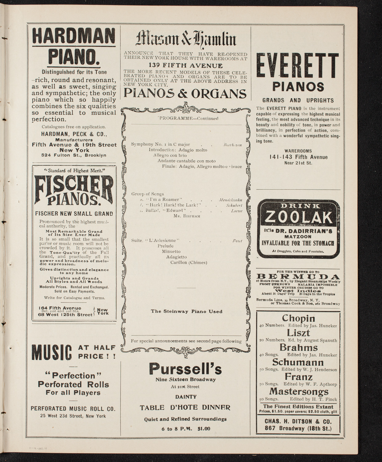 People's Symphony Concert, November 4, 1904, program page 7