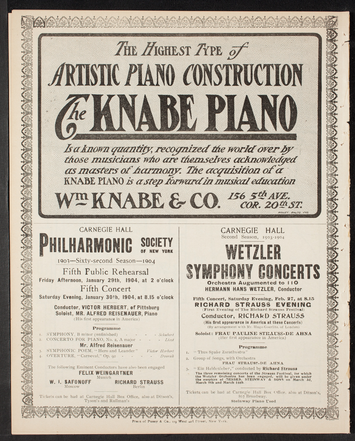 Wetzler Symphony Orchestra, January 23, 1904, program page 12