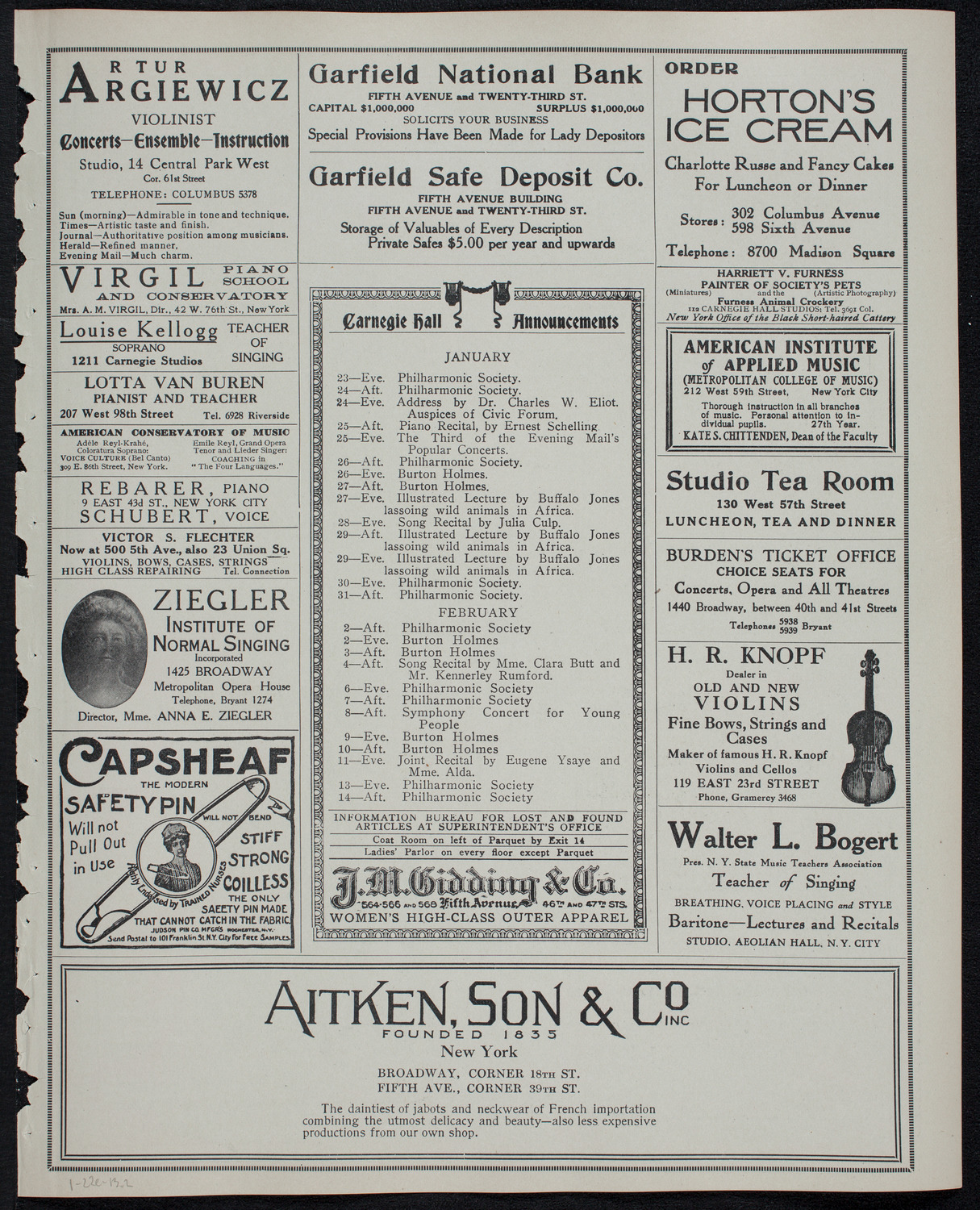 Lecture by Roald Amundsen: The Discovery of the South Pole, January 22, 1913, program page 3