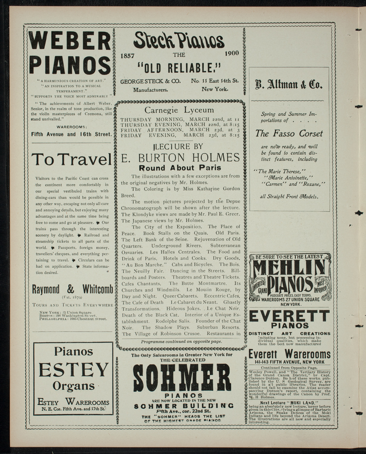 Burton Holmes Travelogue: Round About Paris, March 22, 1900, program page 2