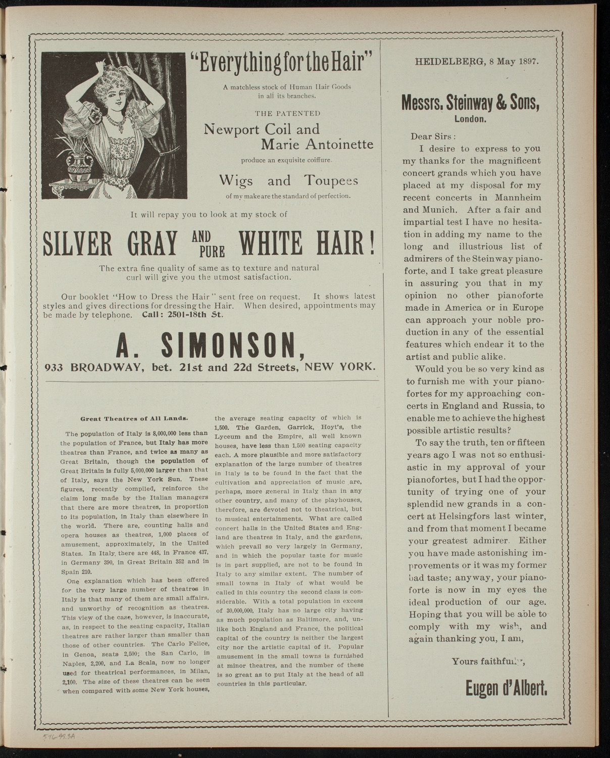 New York School of Expression Student Program and Graduation, May 16, 1899, program page 5