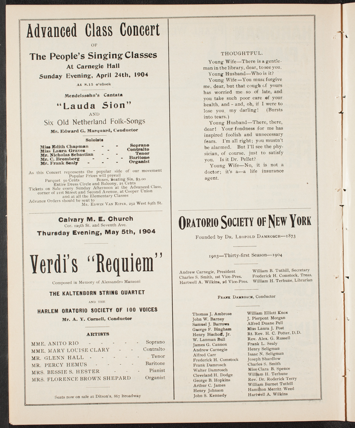 Alfred Reisenauer, Piano, April 17, 1904, program page 8