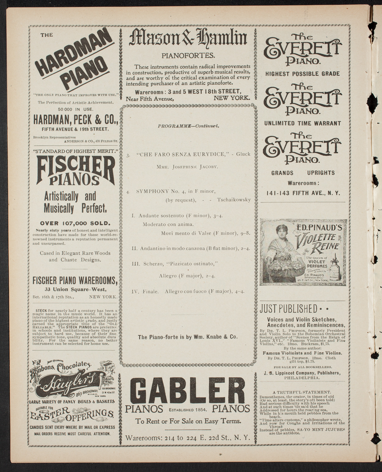 Paur Symphony Orchestra, March 11, 1899, program page 6