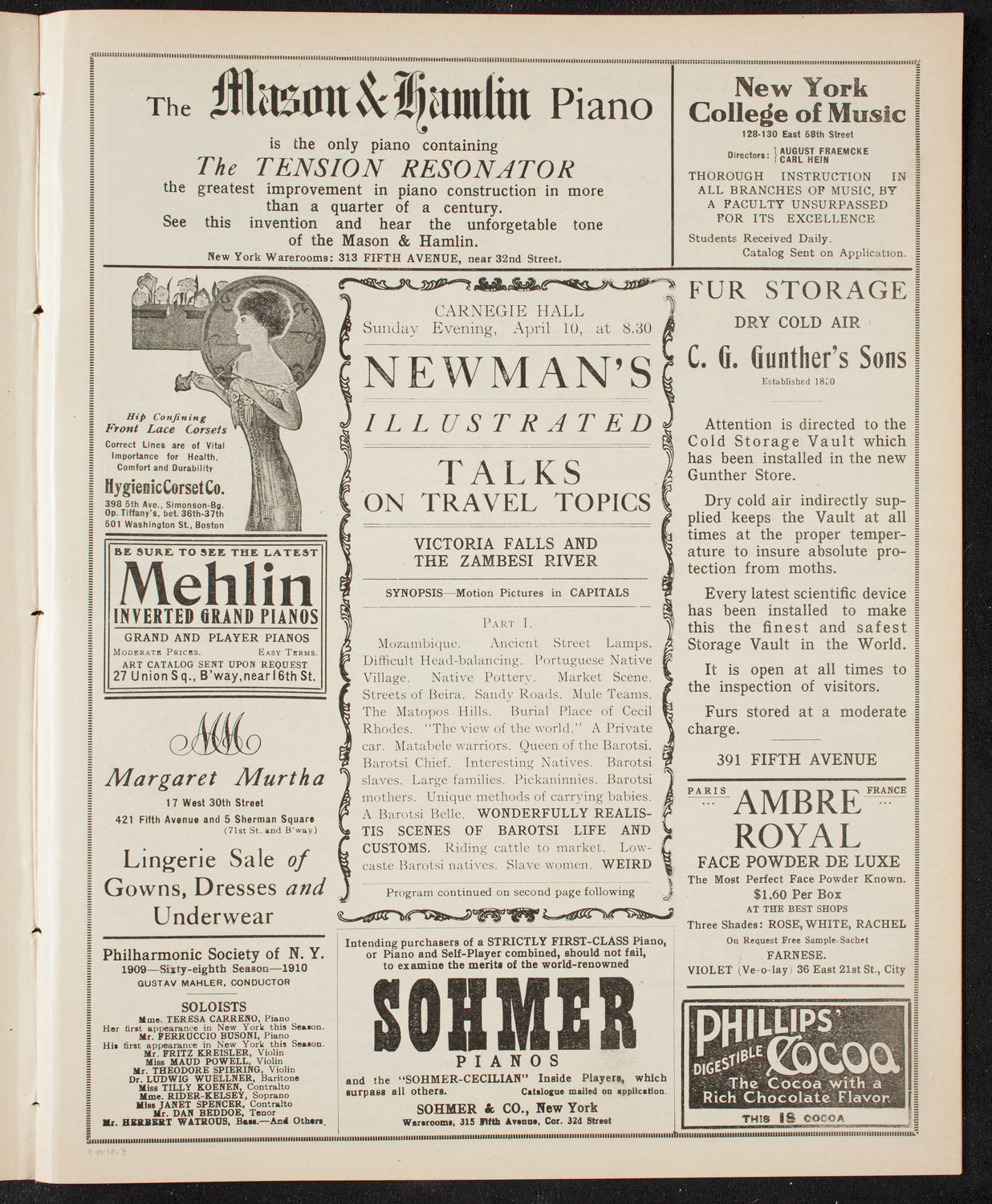 Newman's Illustrated Talks on Travel Topics, April 10, 1910, program page 5