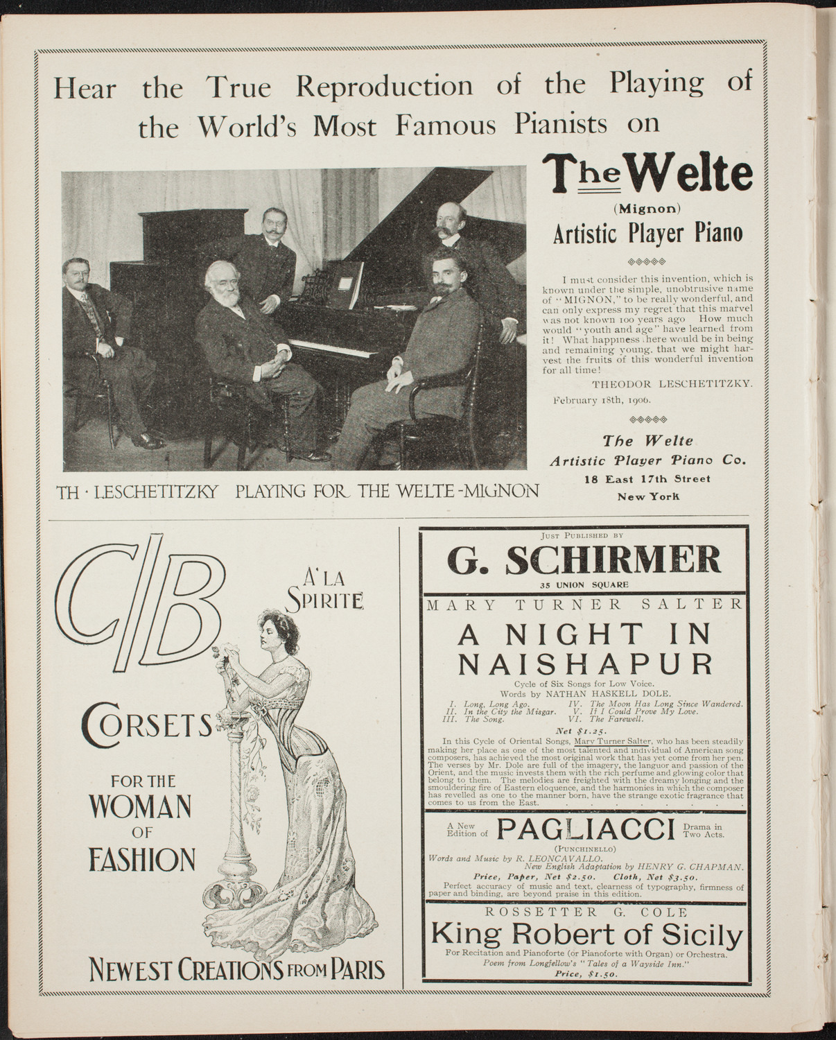 New York College of Music Faculty Concert, October 28, 1906, program page 8