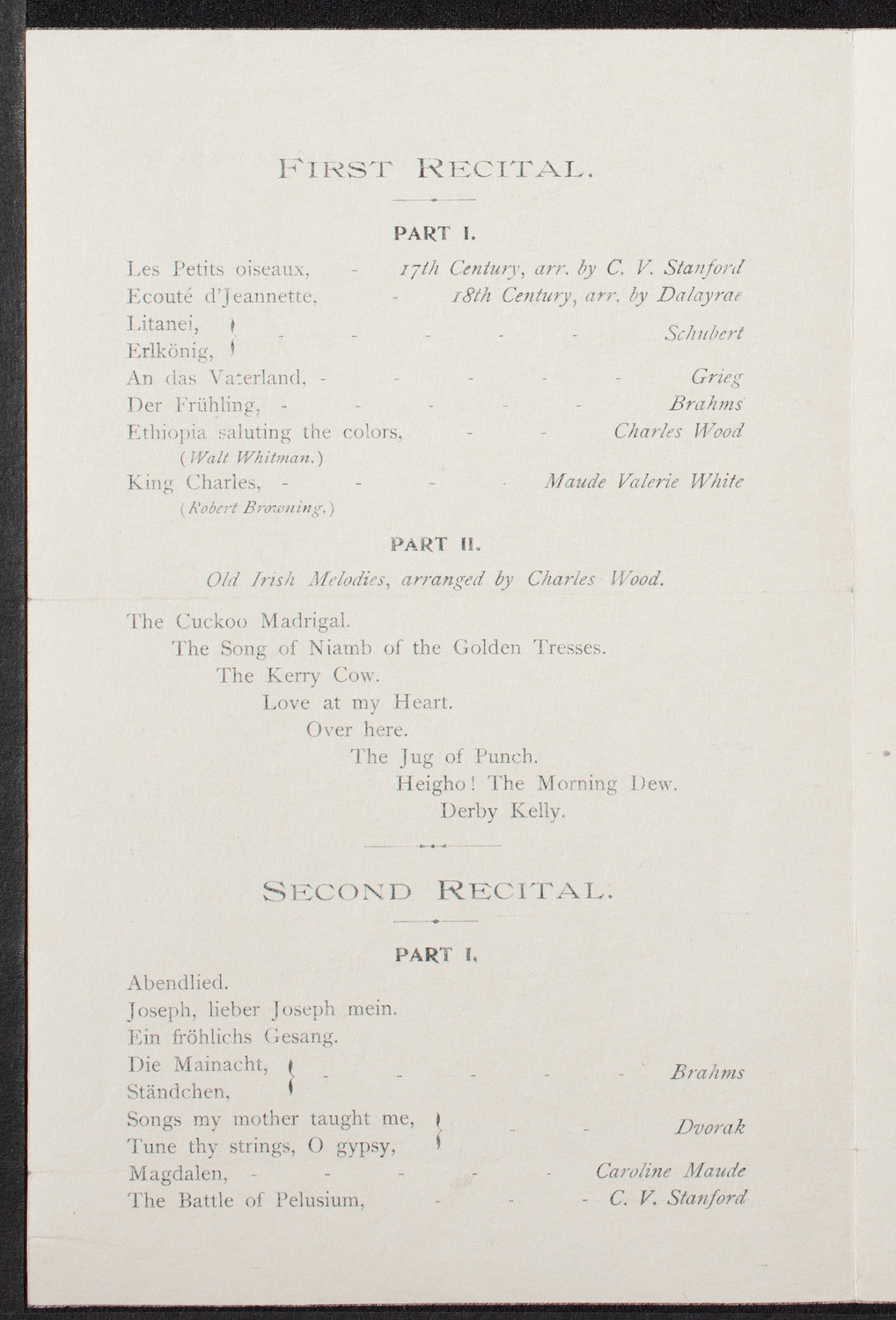 Plunket Greene, January 9, 1899, program page 2