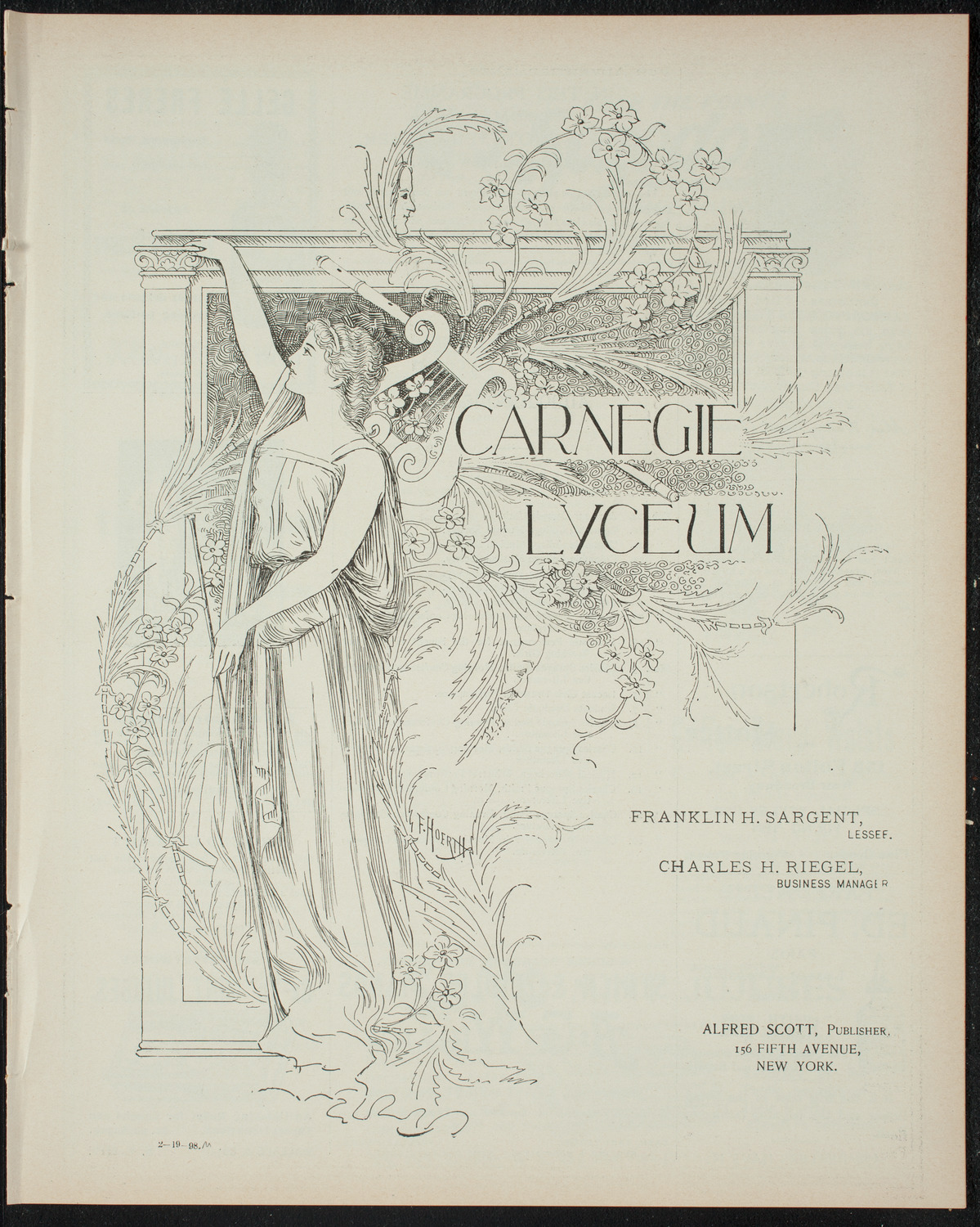 Comparative Literature Society Saturday Morning Conference, February 19, 1898, program page 1