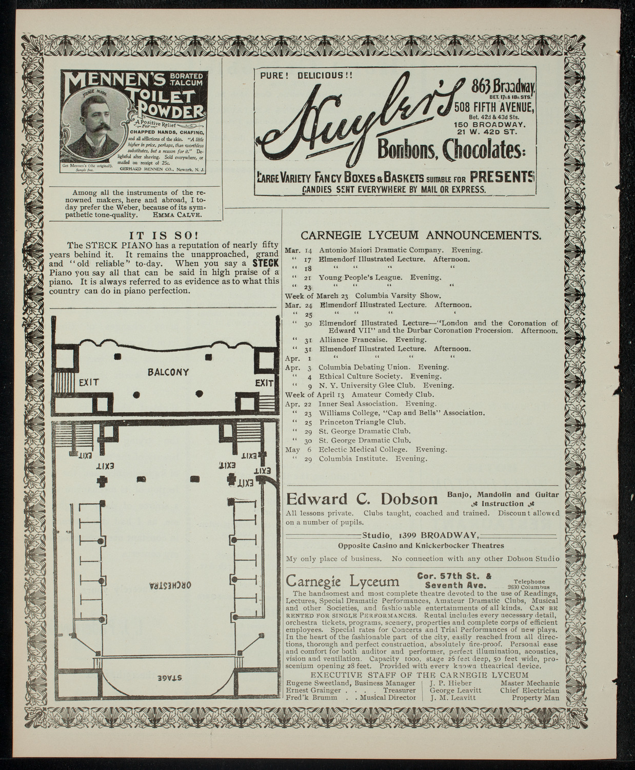 Elmendorf Lecture: The Land of Shakespeare, March 11, 1903, program page 4