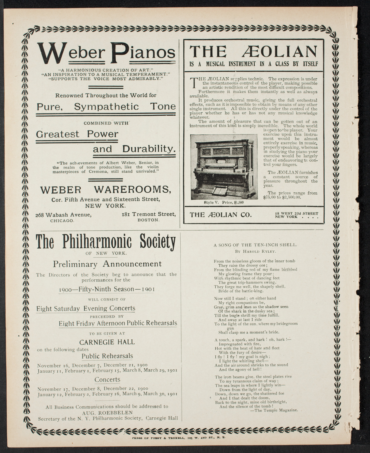 Teacher's Mutual Benefit Association Orchestral Concert, May 11, 1900, program page 8