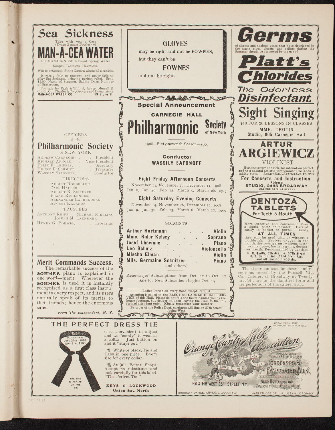 George Hamlin, Tenor, October 11, 1908, program page 9