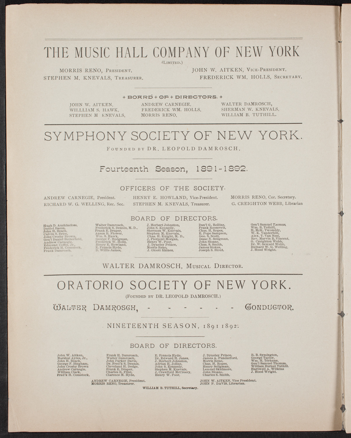 Urania Scientific Theatre, April 27, 1892, program page 2