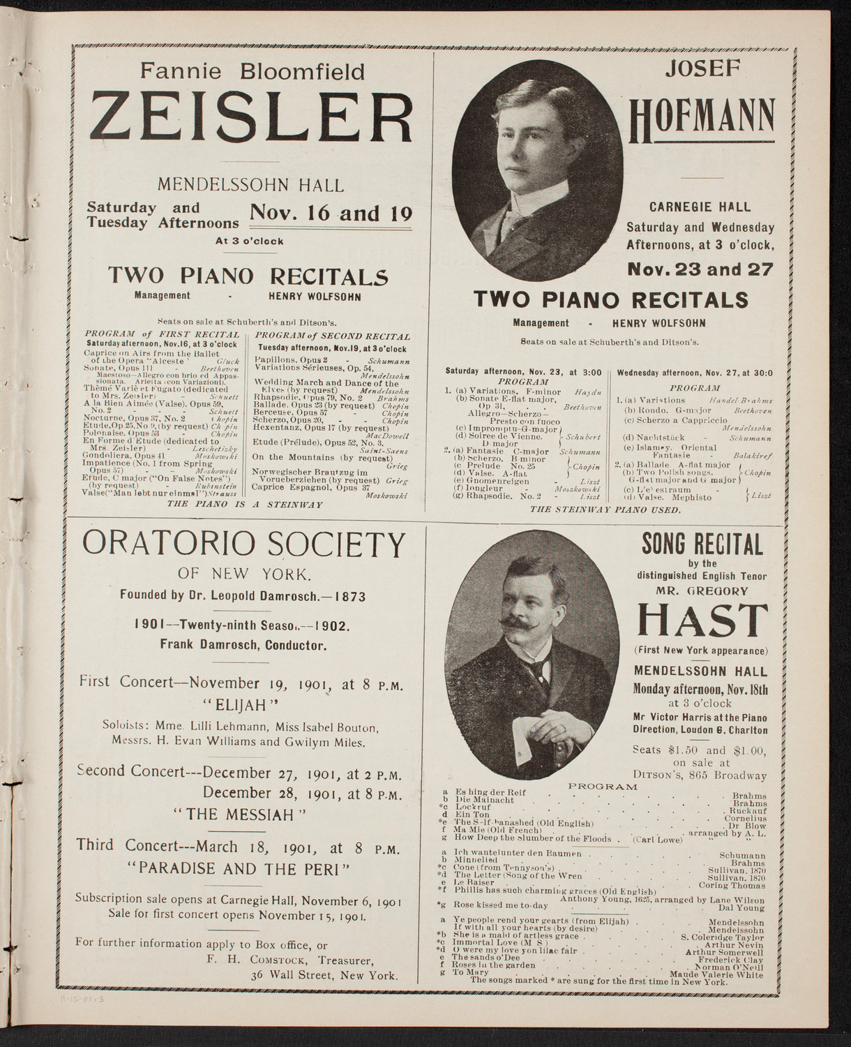 New York Philharmonic, November 15, 1901, program page 5
