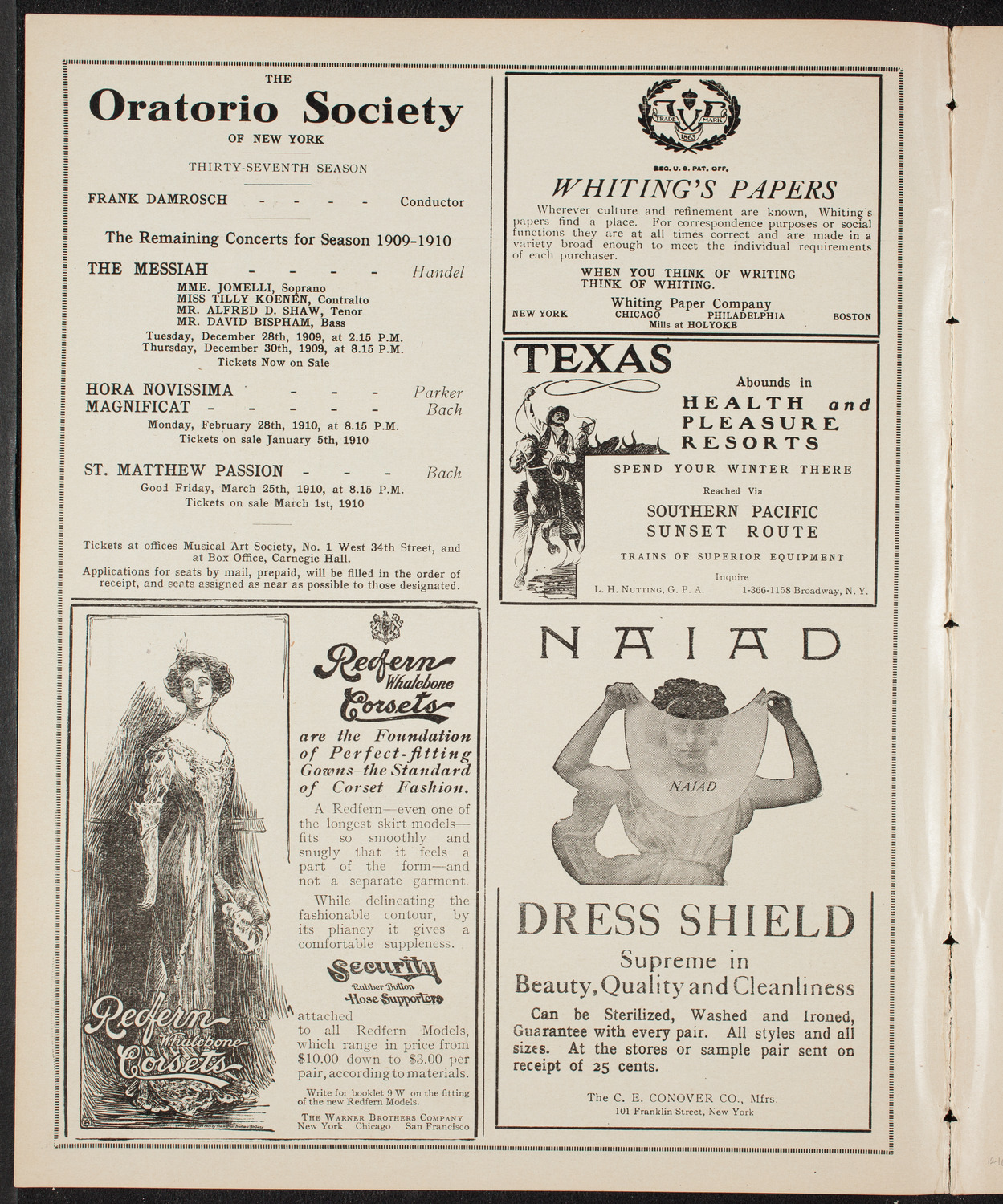New York Philharmonic, December 16, 1909, program page 2