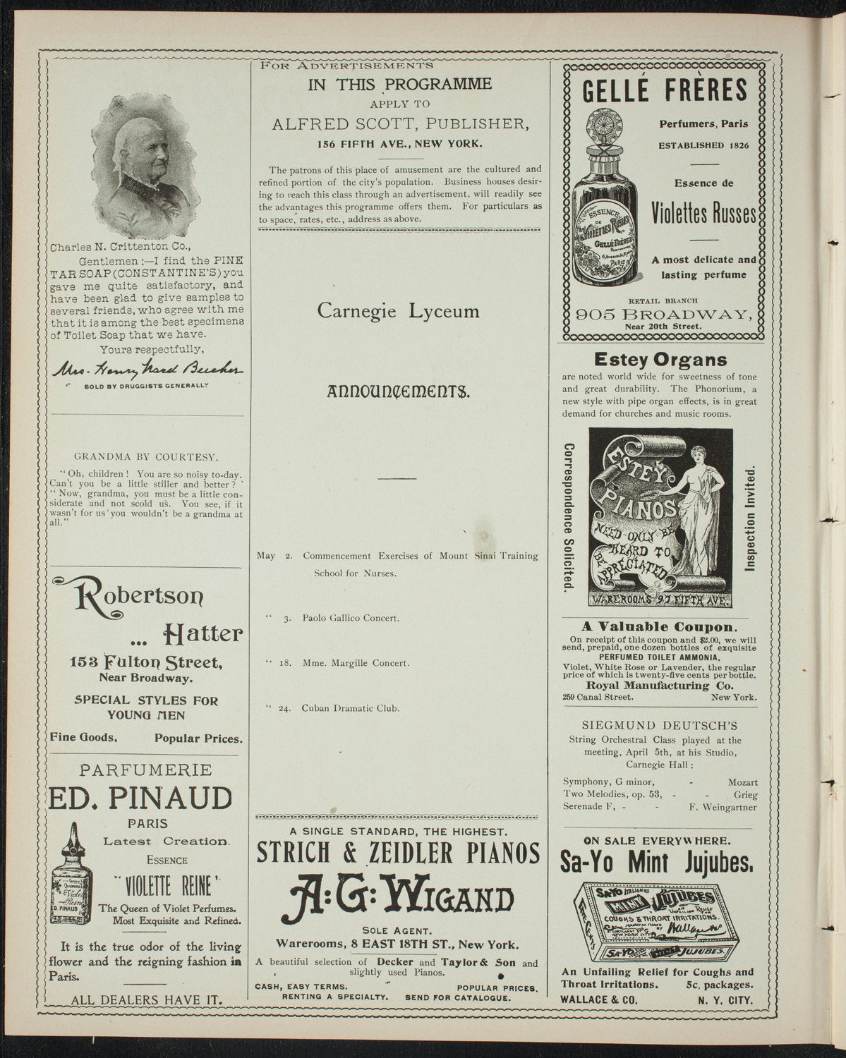 Students of Richard Burmeister, April 30, 1898, program page 2