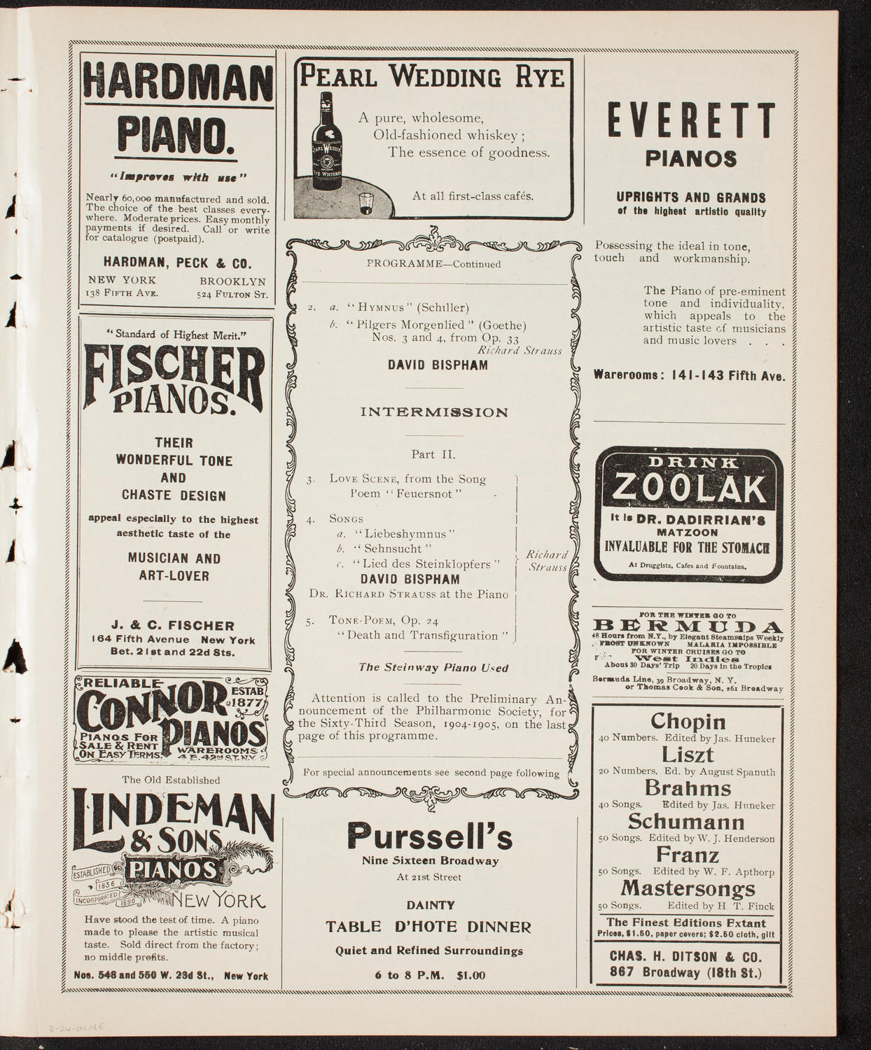 Richard Strauss with New York Philharmonic, March 26, 1904, program page 7