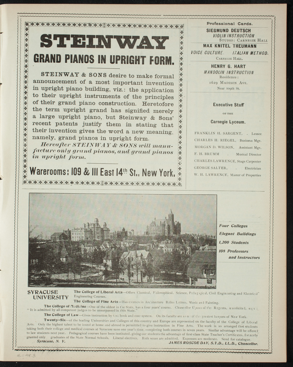 The People's Institute/ Lecture: Labor Problems, April 1, 1898, program page 5