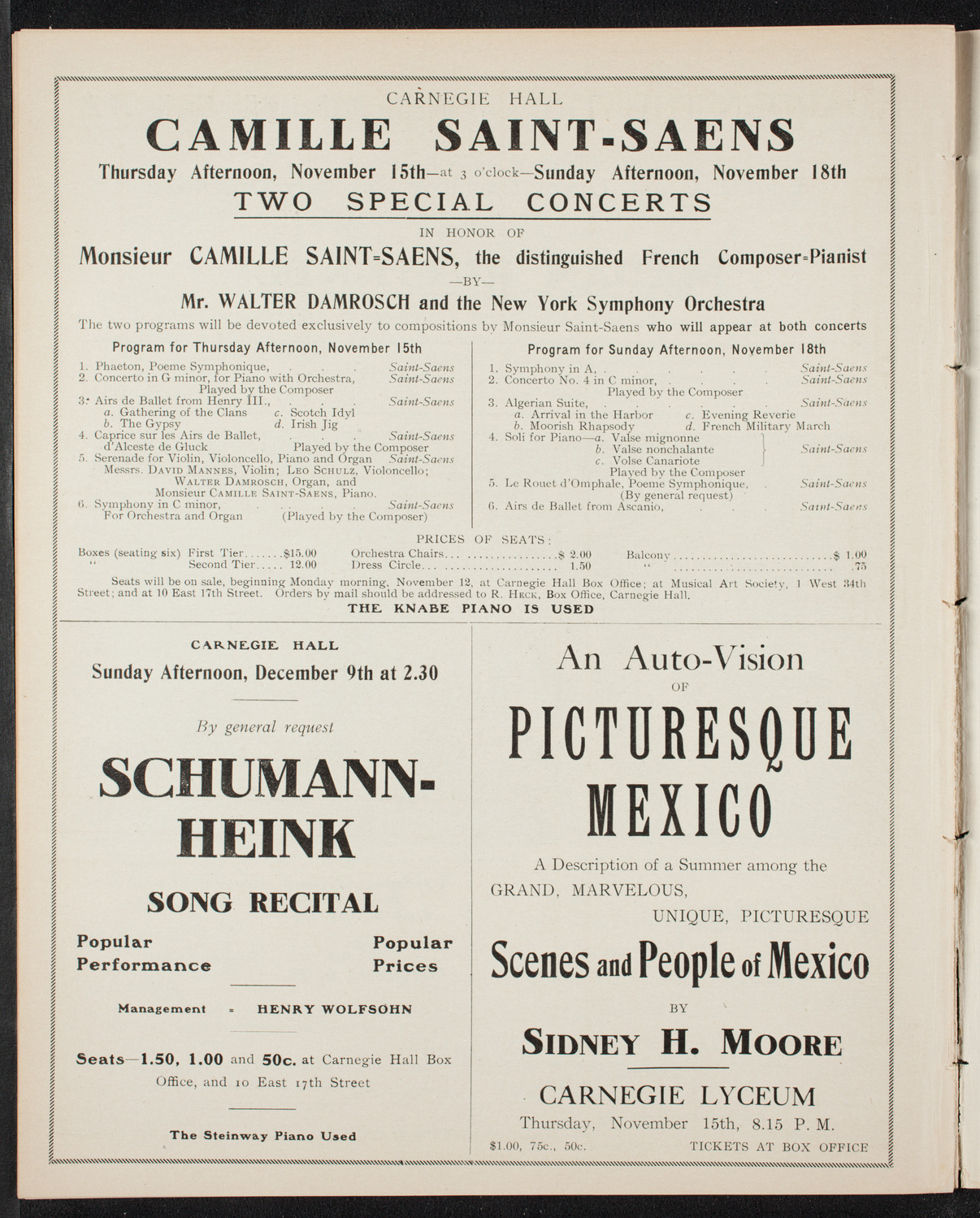 New York Symphony Orchestra, November 11, 1906, program page 12