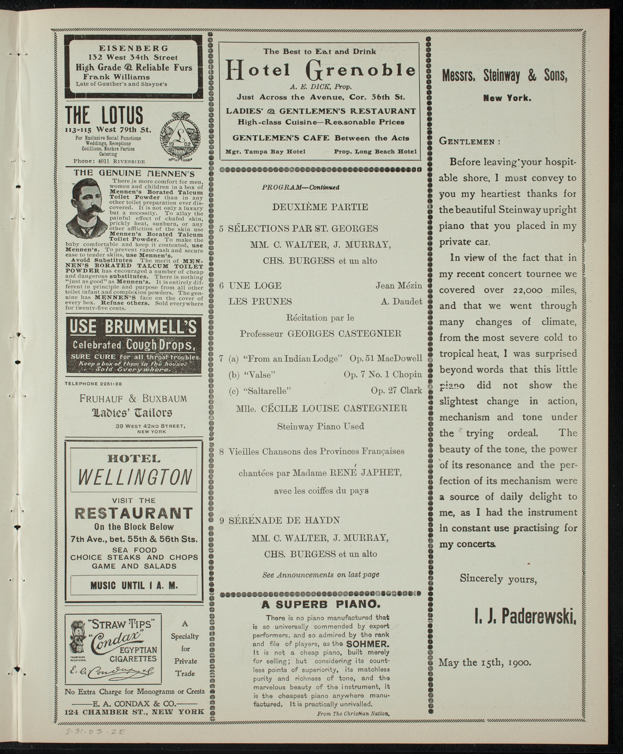 Soirée de l'Alliance Française, March 31, 1903, program page 3