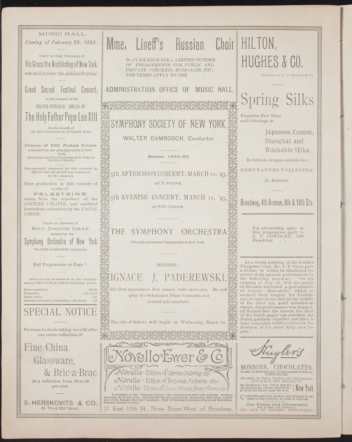 New York Symphony Orchestra, February 3, 1893, program page 6