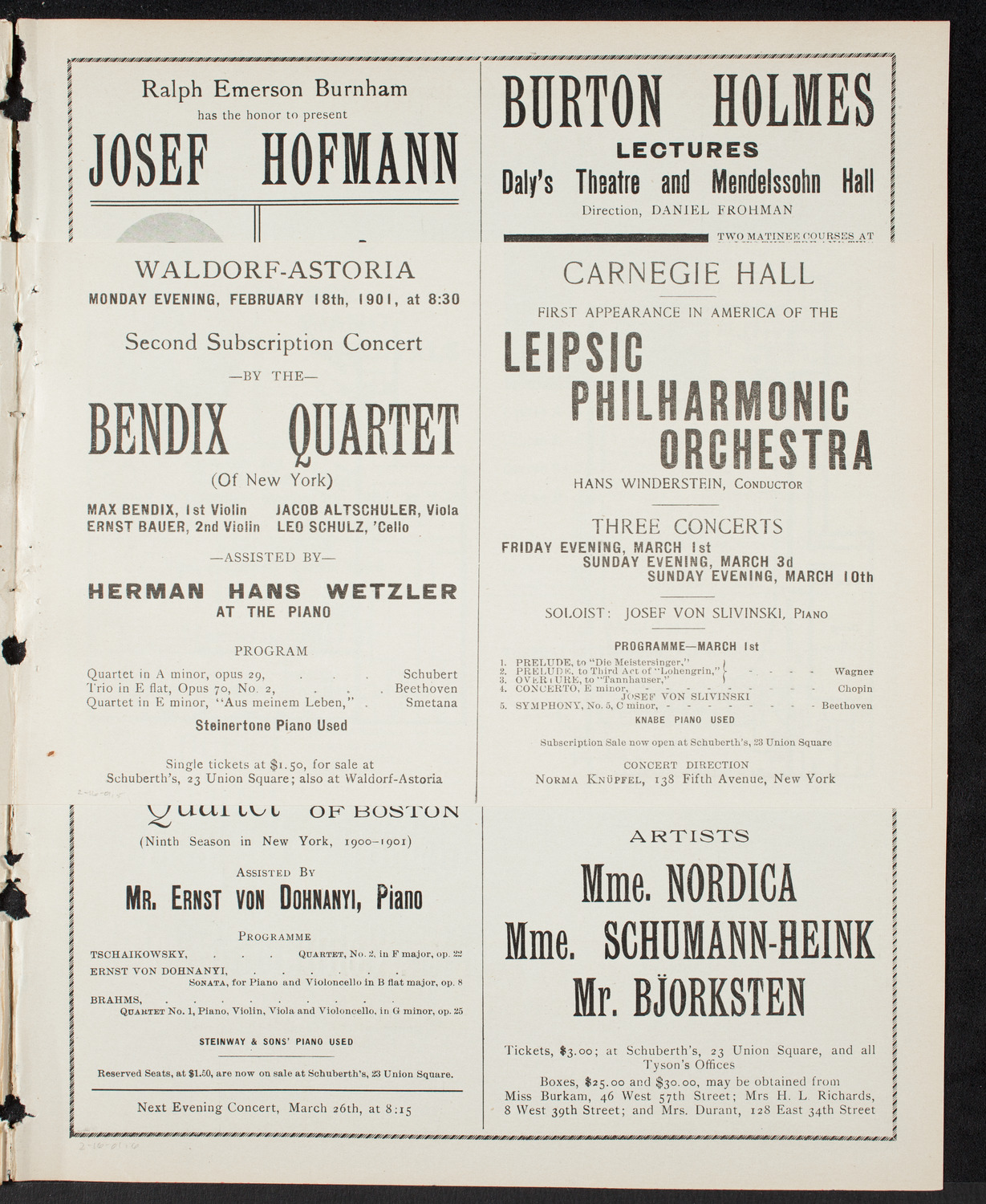 New York Philharmonic, February 16, 1901, program page 9